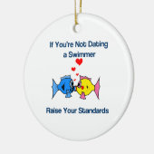 泳ぐ人に日付を記入すること セラミックオーナメント (左)