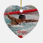 泳ぐ人のクリスマスの写真のオーナメントのテンプレート セラミックオーナメント (裏面)