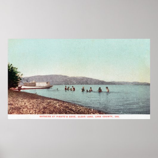 泳ぐ人のビューPirates CoveClear Lake, CA ポスター (正面)