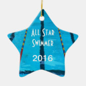 泳ぐ人の写真クリスマスオーナメント セラミックオーナメント (正面)