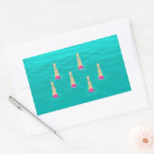 泳ぐ人の水中での同期水泳 長方形シール (封筒)