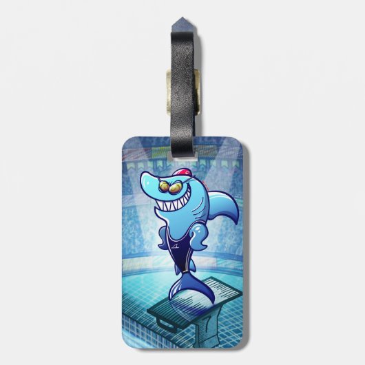 泳ぐ人の鮫 ラゲッジタグ (裏面縦)