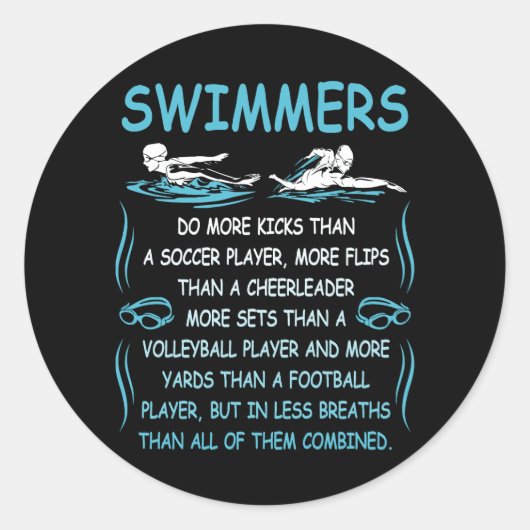 泳ぐ人はサッカー蹴選手の事実よりも多くのことを行う ラウンドシール (正面)