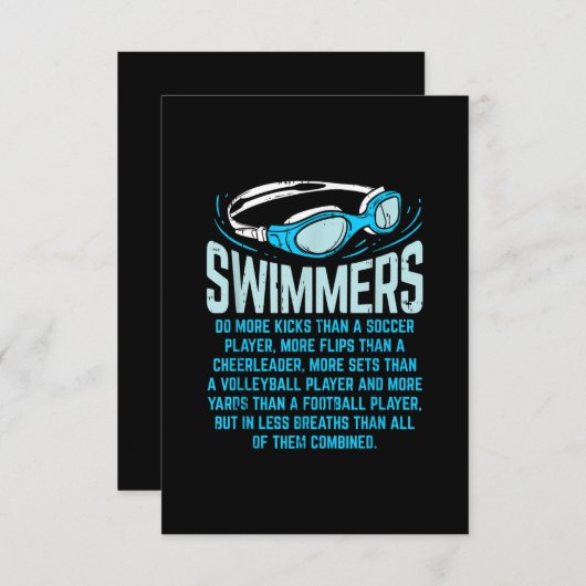 泳ぐ人は私の蹴ギフトおもしろいスイミングオーバーする エンクロージャーカード (正面/裏面)