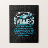 泳ぐ人は私の蹴ギフトおもしろいスイミングオーバーする ジグソーパズル (縦)