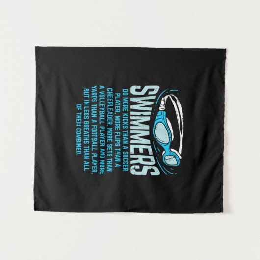 泳ぐ人は私の蹴ギフトおもしろいスイミングオーバーする タペストリー (正面(横))