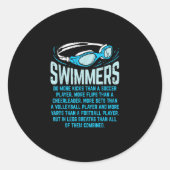 泳ぐ人は私の蹴ギフトおもしろいスイミングオーバーする ラウンドシール (正面)