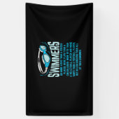 泳ぐ人は私の蹴ギフトおもしろいスイミングオーバーする 横断幕 (縦)