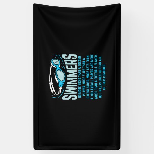 泳ぐ人は私の蹴ギフトおもしろいスイミングオーバーする 横断幕 (縦)