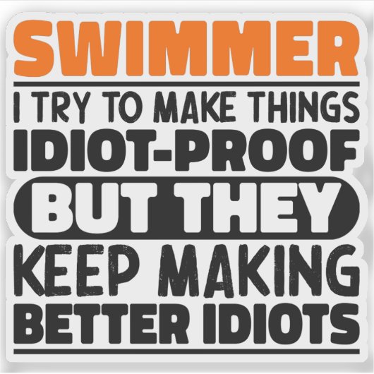 泳ぐ人を作るおもしろい諺 シール (正面)