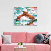 泳ぐ人アスリート水滴のプール絵画内 キャンバスプリント (インサイチュ (リビング))