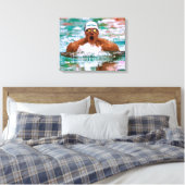 泳ぐ人アスリート水滴のプール絵画内 キャンバスプリント (インサイチュ (寝室))