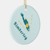 泳ぐ人イラストレーションスイミング名前をカスタムするスポーツ セラミックオーナメント (右)