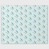 泳ぐ人イラストレーションスイミング名前をカスタムするスポーツ ラッピングペーパー (フラット)