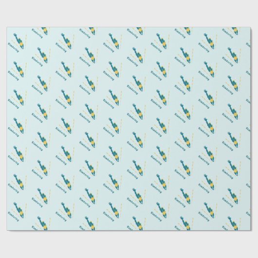 泳ぐ人イラストレーションスイミング名前をカスタムするスポーツ ラッピングペーパー (フラット)