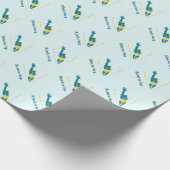 泳ぐ人イラストレーションスイミング名前をカスタムするスポーツ ラッピングペーパー (角)