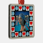 泳ぐ人カスタムフォトスイミングダイビングクリスマス メタルオーナメント (右)