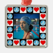 泳ぐ人カスタムフォトスイミングダイビングクリスマス メタルオーナメント (正面)