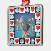 泳ぐ人カスタムフォトスイミングダイビングクリスマス メタルオーナメント (左)