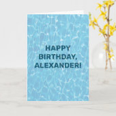 泳ぐ人カスタムメッセージのプール カード (黄色い花)