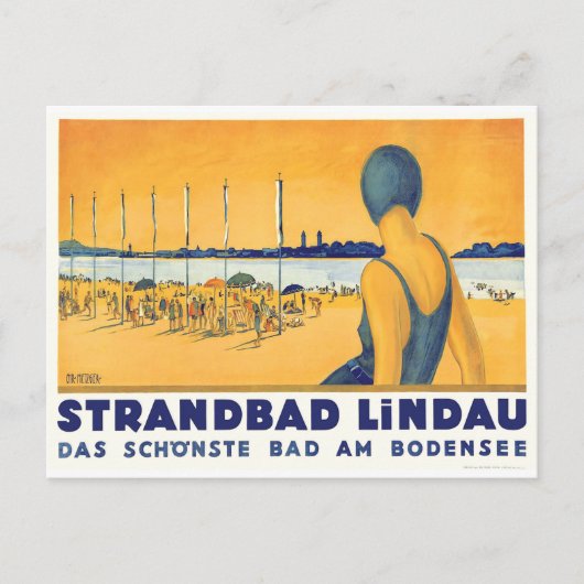 泳ぐ人ガールat Strandbad Lindau Bodensee,ドイツ ポストカード (正面)