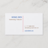 泳ぐ人キッドスイミングインストラクター名刺 名刺 (裏面)