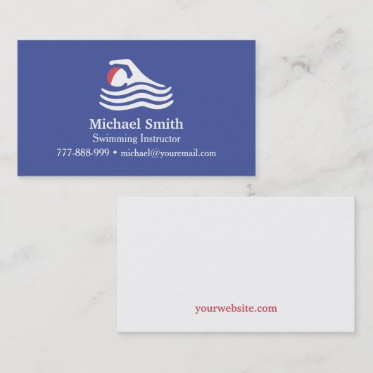 泳ぐ人シルエットスイムインストラクター名刺 名刺 (正面/裏面)