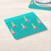 泳ぐ人シンクロ水下スイミング スクエアペーパーコースター (アングル)