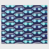 泳ぐ人スイミングゴーグルパターン誕生日 ラッピングペーパー (フラット)