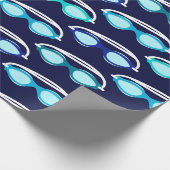 泳ぐ人スイミングゴーグルパターン誕生日 ラッピングペーパー (角)