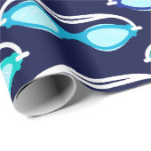 泳ぐ人スイミングゴーグルパターン誕生日 ラッピングペーパー (ロールコーナー)