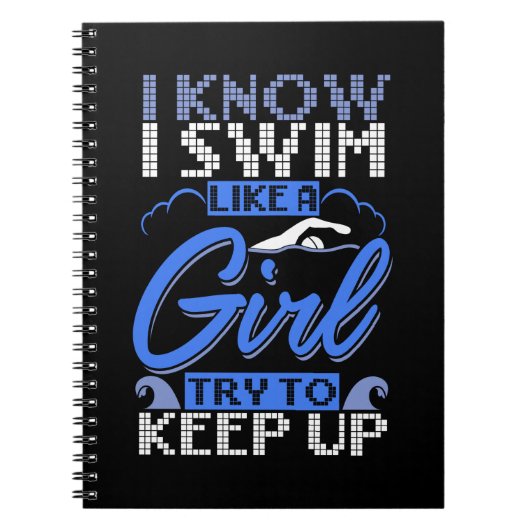 泳ぐ人スイミングスポーツギフト ノートブック (正面)