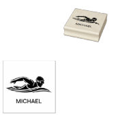 泳ぐ人スイミングプールウォーターカスタム ラバースタンプ (押印)