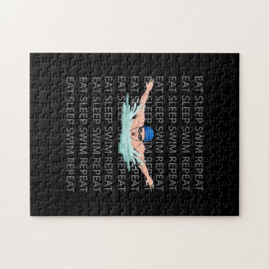 泳ぐ人スイムラブスイミングボーイおもしろいスポーツ ジグソーパズル (横)