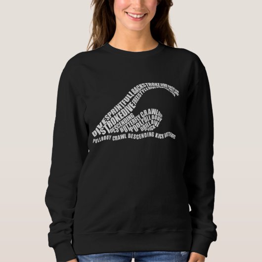 泳ぐ人タイポグラフィおもしろいスイミングコーチメンウム スウェットシャツ (正面)