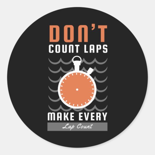 泳ぐ人デザイン- LapsをカウントしないMake Every Lap ラウンドシール (正面)