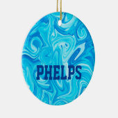 泳ぐ人ネームウォーターアートブルースイミングおもしろい クール セラミックオーナメント (右)
