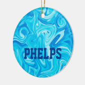 泳ぐ人ネームウォーターアートブルースイミングおもしろい クール セラミックオーナメント (左)