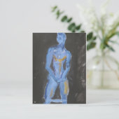 泳ぐ人ビルド青 ポストカード (スタンド正面)