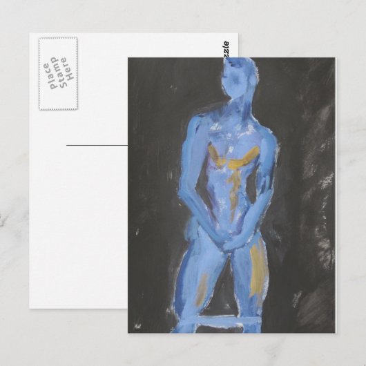 泳ぐ人ビルド青 ポストカード (正面/裏面)