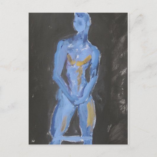 泳ぐ人ビルド青 ポストカード (正面)