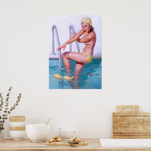 泳ぐ人ピン留め ポスター (キッチン)