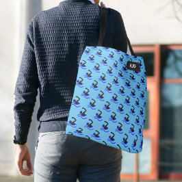 泳ぐ人フロントクロールロゴ、イニシャルまたは名前 トートバッグ