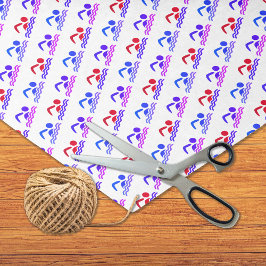 泳ぐ人ブルーパープルパターンスポーツ 薄葉紙