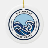 泳ぐ人メイクウェーブクリスマスツリーオーナメント セラミックオーナメント (裏面)