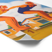 泳ぐ人ヴィンテージ旅行ポスター ポスター (角)