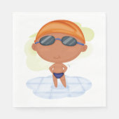 泳ぐ人少年のゴーグルとスイムキャップ スタンダードランチョンナプキン (正面)