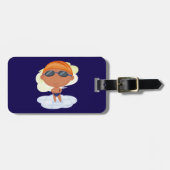 泳ぐ人少年のゴーグルとスイムキャップ ラゲッジタグ (正面横)