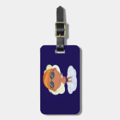 泳ぐ人少年のゴーグルとスイムキャップ ラゲッジタグ (正面縦)