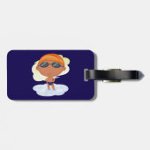 泳ぐ人少年のゴーグルとスイムキャップ ラゲッジタグ (裏面横)